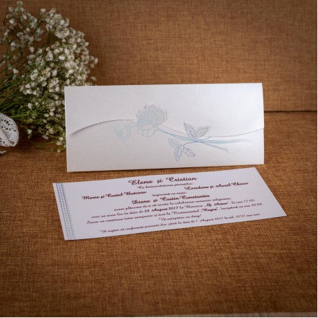 Invitatie de nunta Arnoldina Floral Argintiu - TIPARIRE GRATUITA
