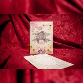 Invitatie de nunta Florinda Floral cu Pozã si  Decupaj Laser
