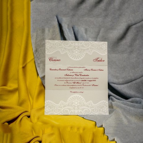 Invitatie de nunta Irene Floral Trandafir cu Bentitã - Bentitã
