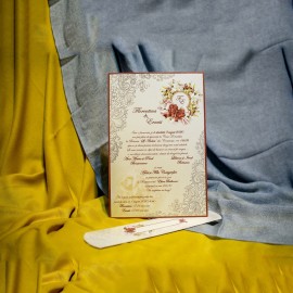 Invitatie de nunta Olympe Floral Damask Papirus