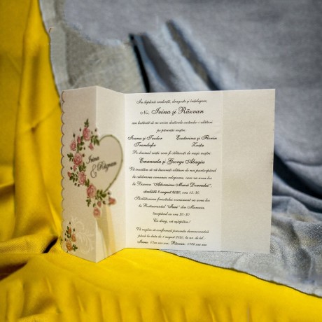 Invitatie de nunta Raphaela Inimioarã Floral - Emboss