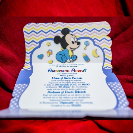 Invitatie de botez Annabel Baby Mickey Mouse - TIPARIRE GRATUITA