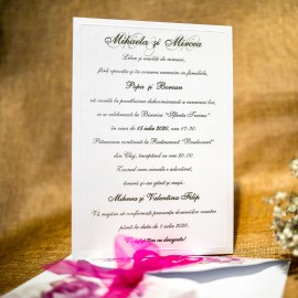 Invitatie de nunta Ginevra Floral Emboss cu Panglicã