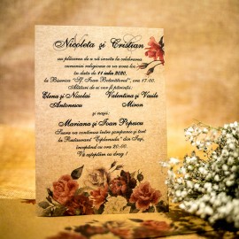 Invitatie de nunta Regina Floral Vintage